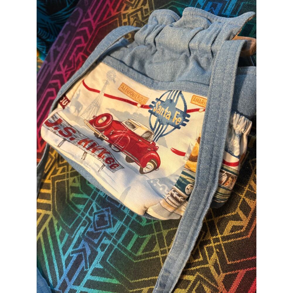 Vintage Route 66 Denim Tote Bag
